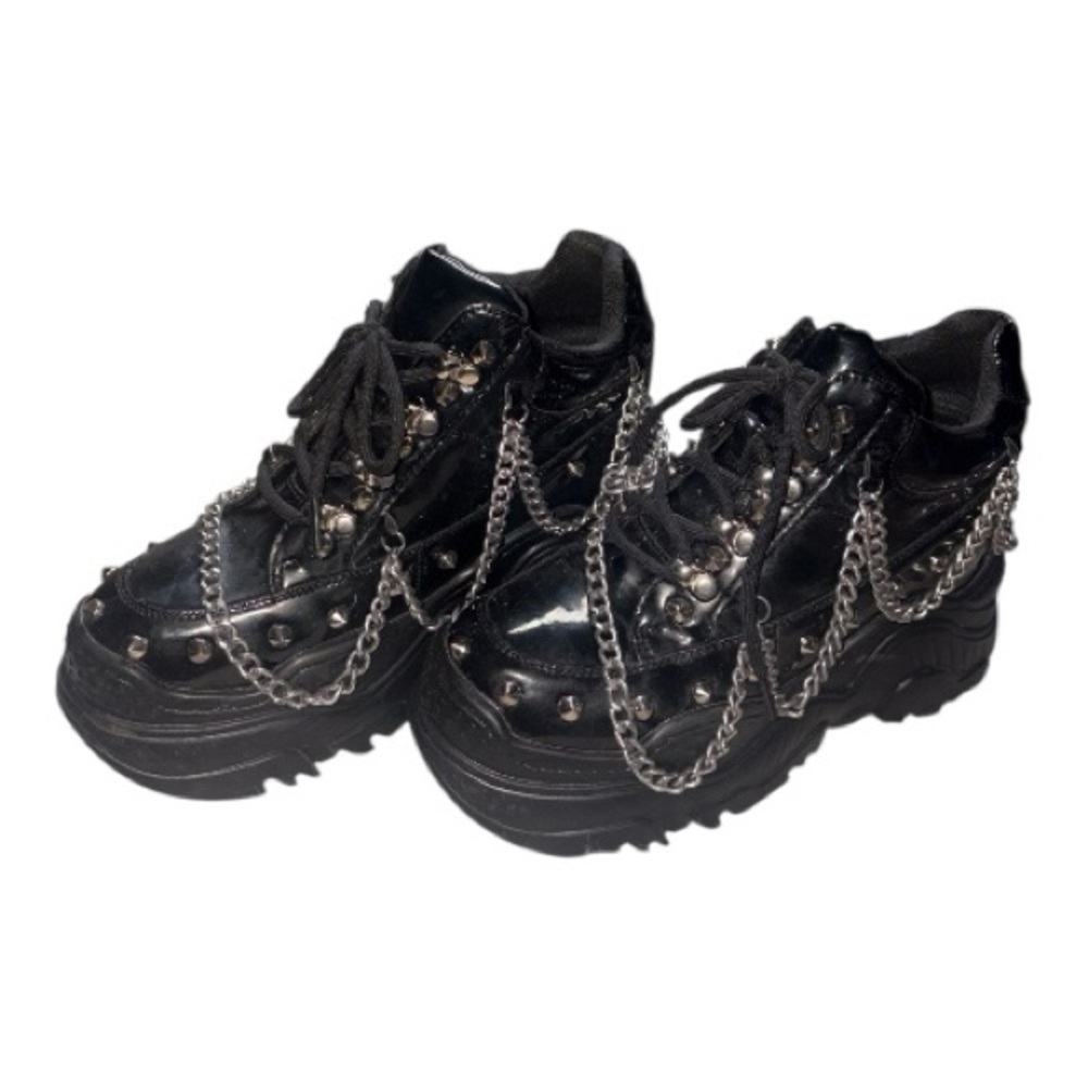 Black Studded Platform Shoes